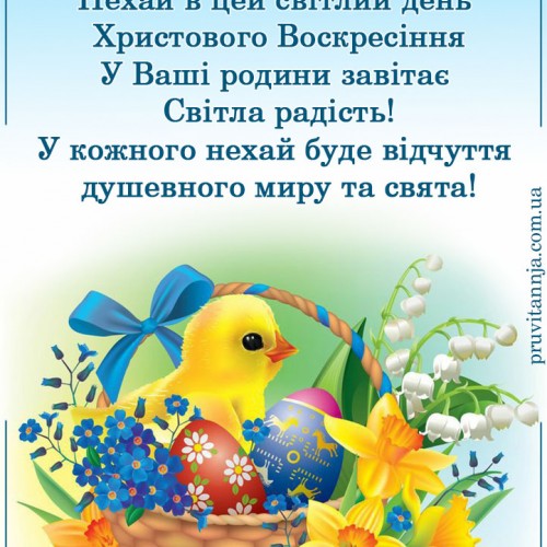 Вітання з Великоднем українською мовою.Картинка